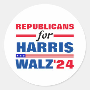 Republicans for Harris Walz Red Blue Classic Round Sticker