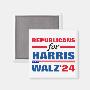 Republicans for Harris Walz Red Blue Magnet