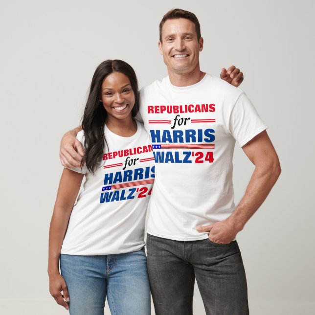 Republicans for Harris Walz Red Blue T-Shirt (Unisex)