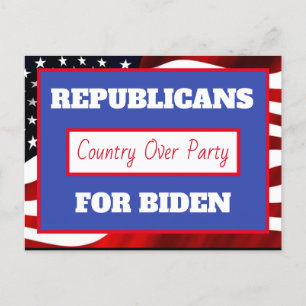 Republicans for Joe Biden, Country Over Party Postcard