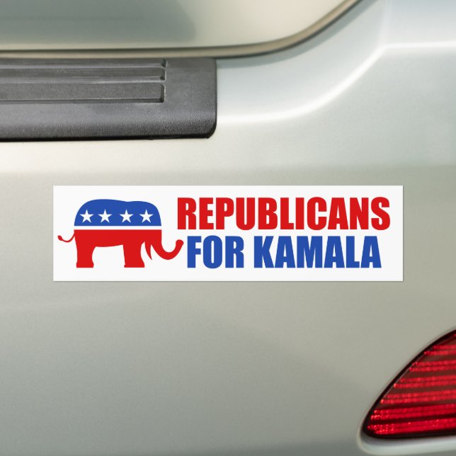 Republicans for Kamala Harris Elephant Bumper Sticker (On Car)