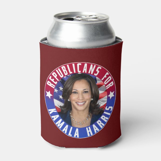 Republicans for Kamala Harris President Photo 2024 Can Cooler (Can Front)