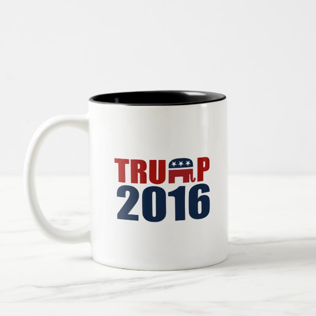 REPUBLICANS FOR TRUMP 2016 Two-Tone COFFEE MUG (Left)