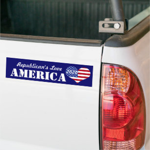 Republican's Love America-U.S. Heart Shaped Flag Bumper Sticker
