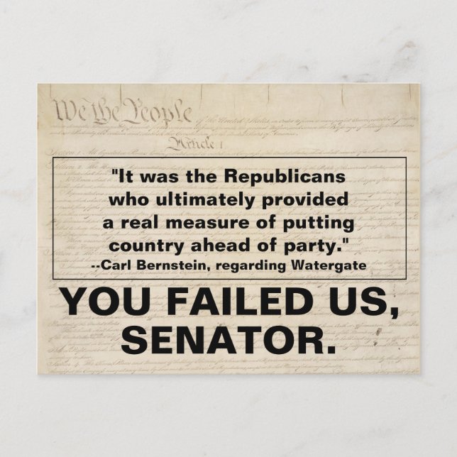 Republicans Senator Have to Put Country Over Party Invitation Postcard (Front)