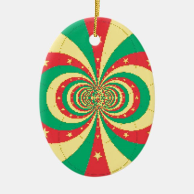 République du Cameroun five-pointed star Ceramic Tree Decoration (Front)