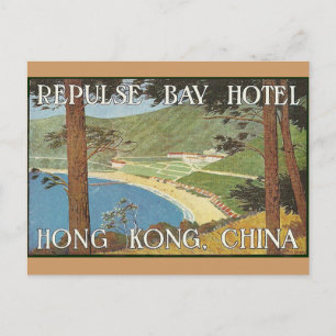 Repulse Bay Hotel Hong Kong, China Deco Label Art Postcard
