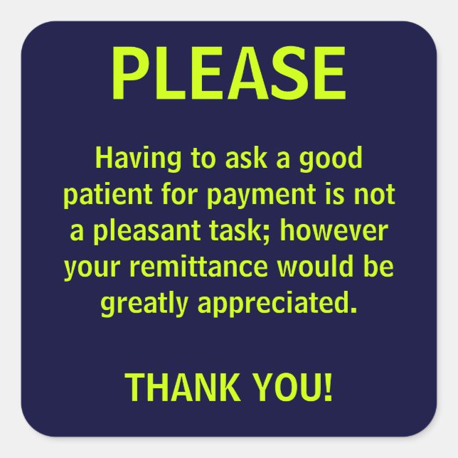 Request for Payment Billing Stickers (Front)