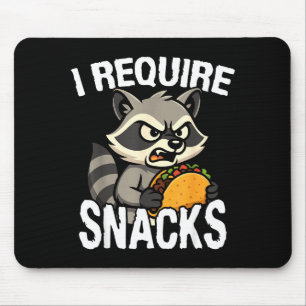 Require snacks cute animal meme tee funny raccoon mouse mat