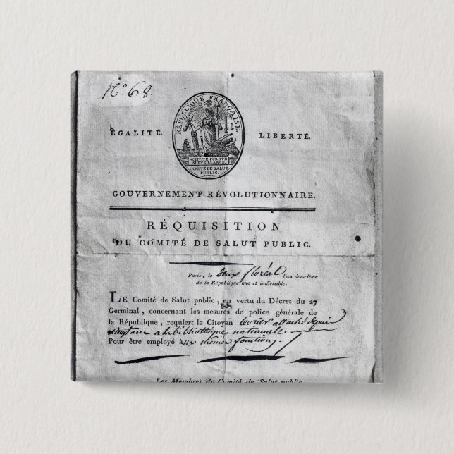 Requisition of the Committee of Public 15 Cm Square Badge (Front)