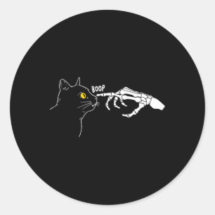 Rero Vintage Black Cat Skeleton Hand Boop Hallowee Classic Round Sticker
