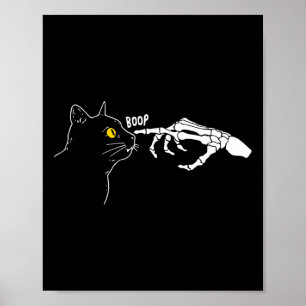 Rero Vintage Black Cat Skeleton Hand Boop Hallowee Poster