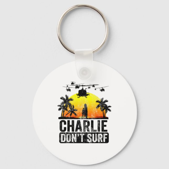 Rertro Vintage Charlie Dont Surf  Key Ring (Front)