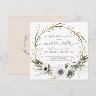 Rescheduled Wedding Anemone Blush Pink Greenery Invitation