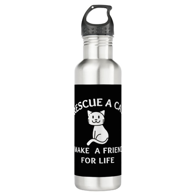 Rescue A  Cat Make A  Friend For Life 710 Ml Water Bottle (Front)