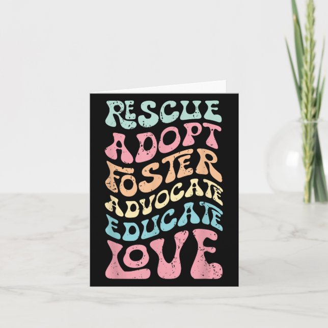 Rescue Adopt Foster Advocate Educate Love Cat Mom, Card (Front)