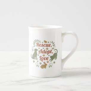 Rescue, Adopt, Love Bone China Mug