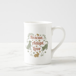 Rescue, Adopt, Love Bone China Mug