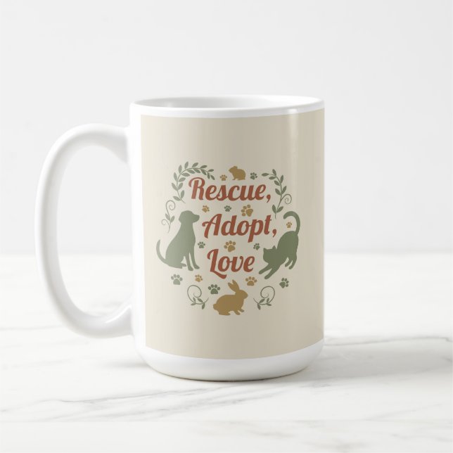 Rescue, Adopt, Love Coffee Mug (Left)