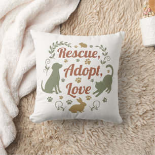 Rescue, Adopt, Love Cushion