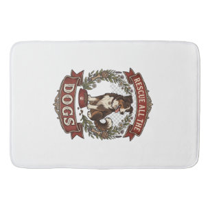 Rescue All Dogs Dog Floral Wreath Ribbon_1 Bath Mat