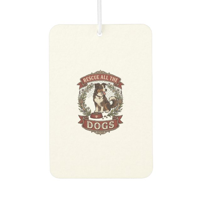 Rescue All Dogs Dog Floral Wreath Ribbon_1 Car Air Freshener (Front)