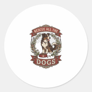 Rescue All Dogs Dog Floral Wreath Ribbon_1 Classic Round Sticker