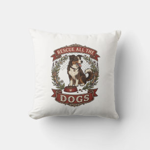 Rescue All Dogs Dog Floral Wreath Ribbon_1 Cushion