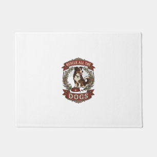 Rescue All Dogs Dog Floral Wreath Ribbon_1 Doormat