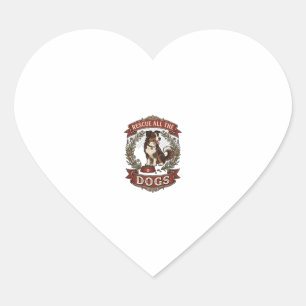 Rescue All Dogs Dog Floral Wreath Ribbon_1 Heart Sticker
