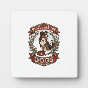 Rescue All Dogs Dog Floral Wreath Ribbon_1 Plaque