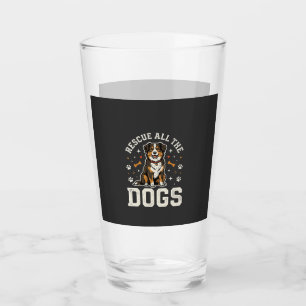 Rescue All The Dogs Vintage Dog Glass