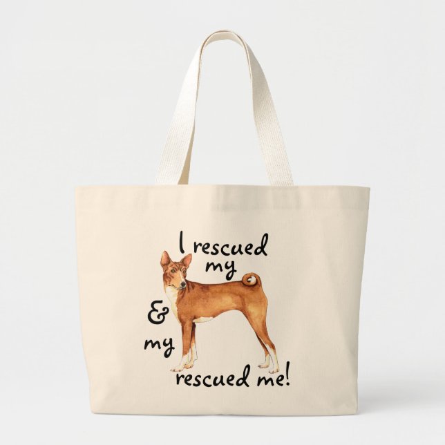 Rescue Basenji Large Tote Bag (Front)