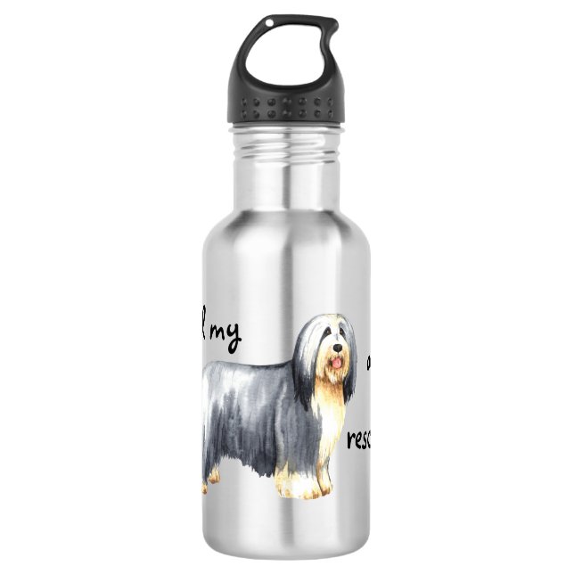 Rescue Bearded Collie 532 Ml Water Bottle (Front)