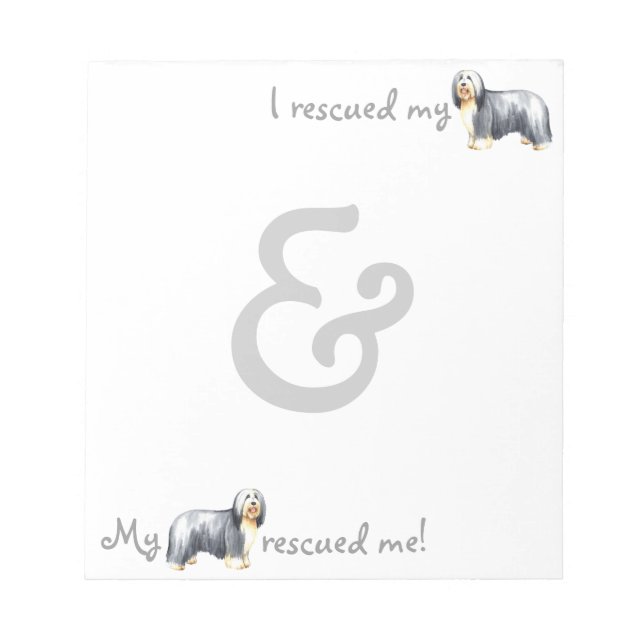 Rescue Bearded Collie Notepad (Front)