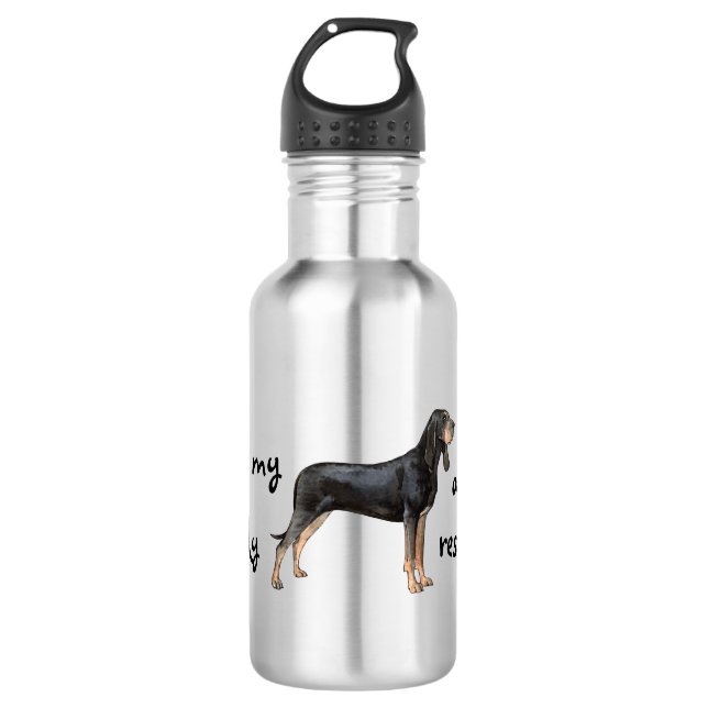 Rescue Black and Tan Coonhound 532 Ml Water Bottle (Front)