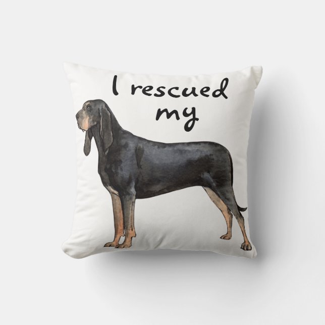 Rescue Black and Tan Coonhound Cushion (Front)