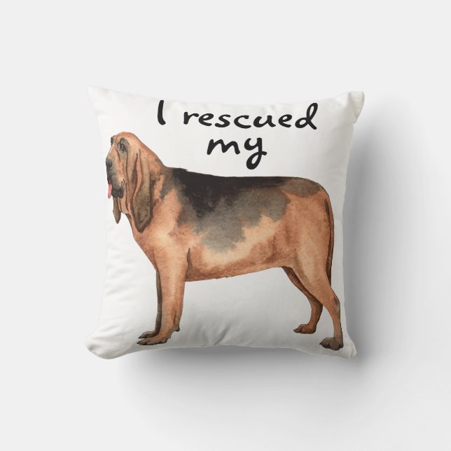 Rescue Bloodhound Throw Pillow (Front)