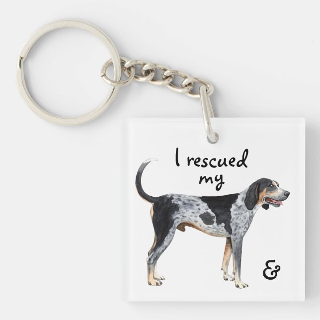 Rescue Bluetick Coonhound Key Ring (Front)