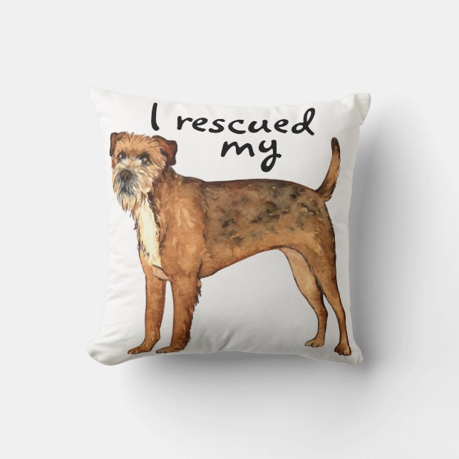 Rescue Border Terrier Cushion (Front)
