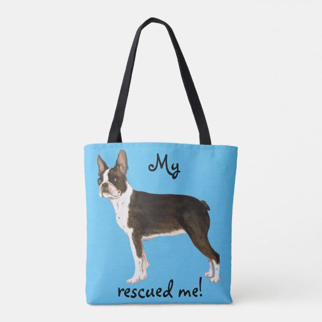 Rescue Boston Terrier Tote Bag (Back)