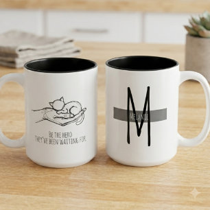 Rescue Cat Adoption Quote Hand Illustration Two-Tone Coffee Mug