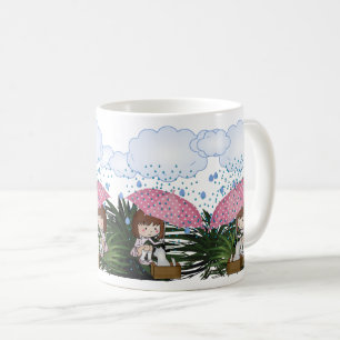 Rescue Cat and Girl in the Rain - Animal Love Coffee Mug