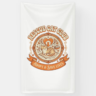 Rescue Cat Club Cat Rescue Adoption Vintage Vector Banner