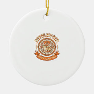 Rescue Cat Club Cat Rescue Adoption Vintage Vector Ceramic Tree Decoration