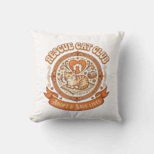 Rescue Cat Club Cat Rescue Adoption Vintage Vector Cushion