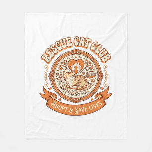 Rescue Cat Club Cat Rescue Adoption Vintage Vector Fleece Blanket