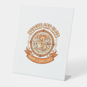 Rescue Cat Club Cat Rescue Adoption Vintage Vector Pedestal Sign