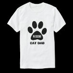 Rescue Cat Dad Tshirt<br><div class="desc">This tshirt is the perfect shirt for the Rescue Cat Dad.  The design features a cat paw with the word RESCUE inside it with the words "CAT DAD" right below.  Copyright peachesthetuxedocat</div>