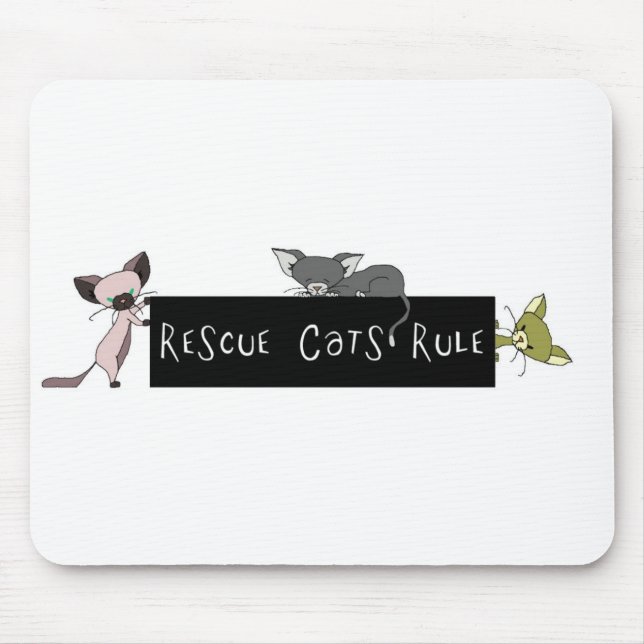 Rescue Cats Rule! Mouse Mat (Front)